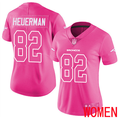 Women Denver Broncos #82 Jeff Heuerman Limited Pink Rush Fashion Football NFL Jersey
